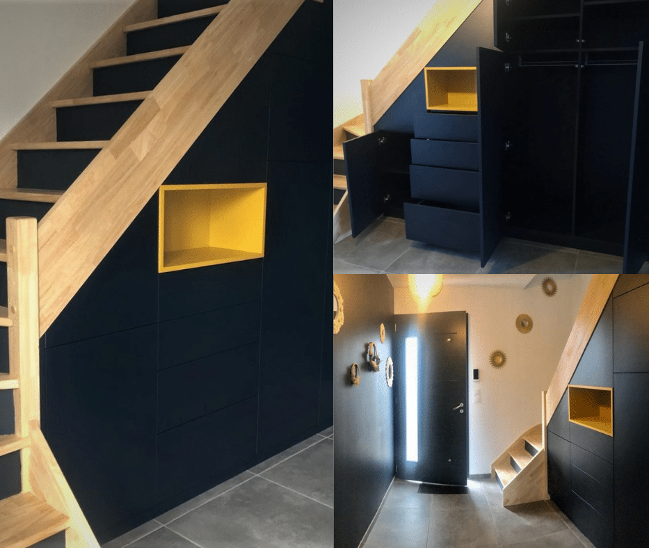 Meuble escalier bois et noir  Meuble escalier, Escalier, Escalier